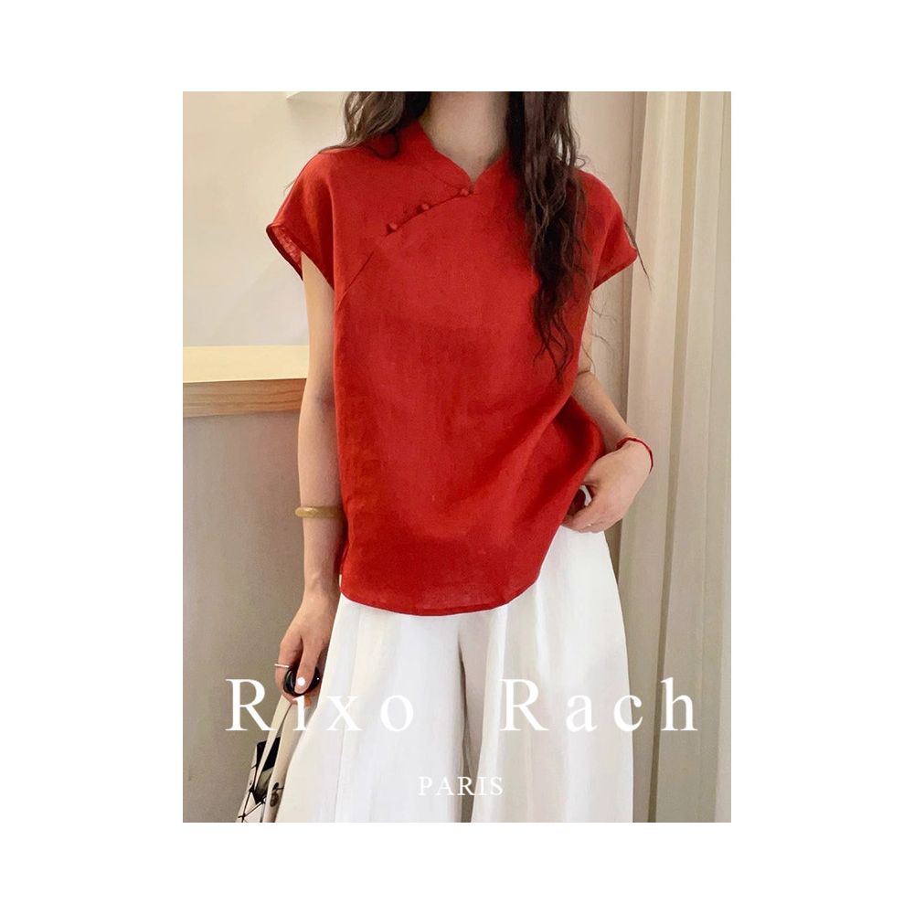 Rixo Rach New Chinese Style Elegant Jacquard Short Sleeve Button Down Shirt for Women Summer 2025 Fashionable and Versatile Top image 4