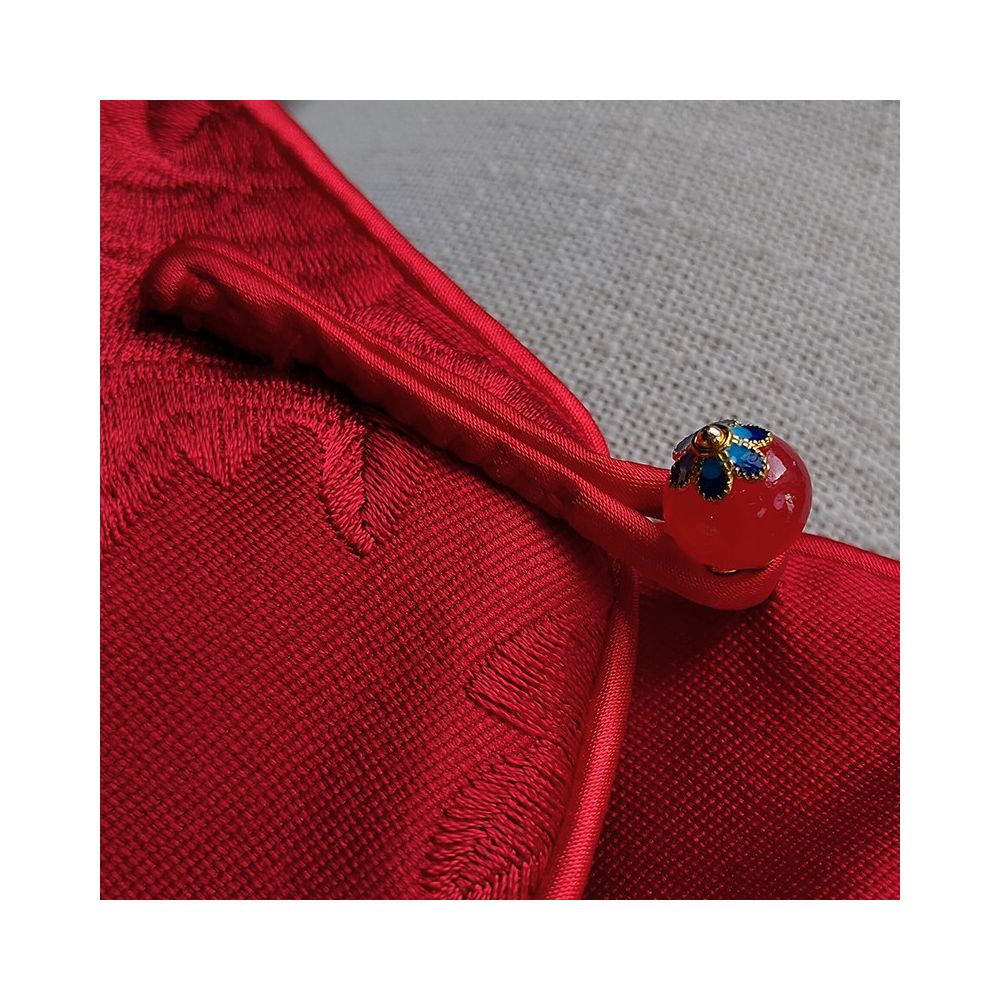 Red new Chinese style vest for women in spring and autumn short and small retro embroidered light Chinese style button top image 4