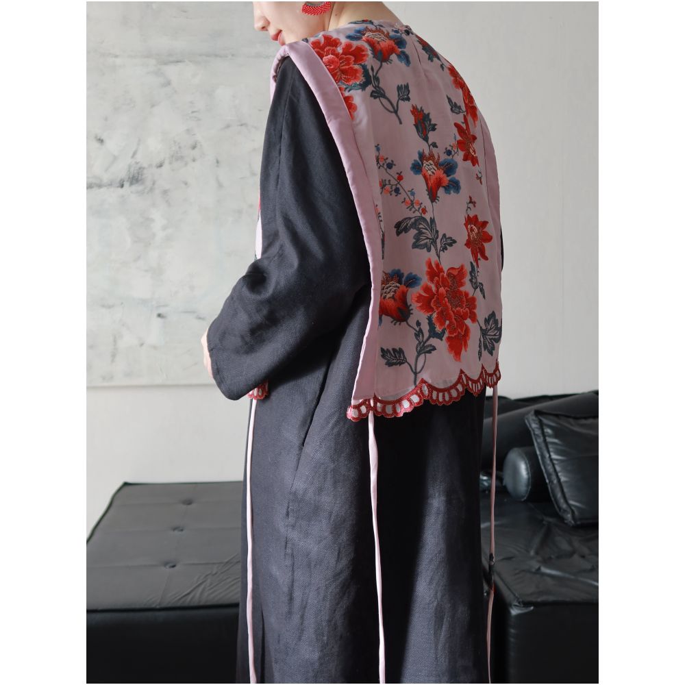 TAORAN women s Chinese flower and bird embroidery vest round neck pullover fake collar versatile camisole national style shoulder top image 2