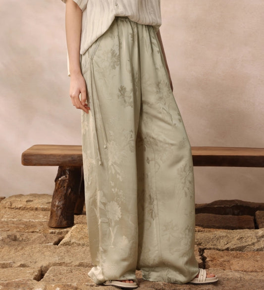 ASAYA4893 – Whispering Bloom Jacquard Pants 🌿✨