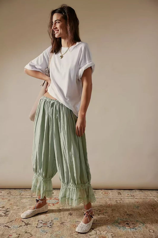 ASAYA7468 – Boho Lace Bloomers Pants 🌿🤍