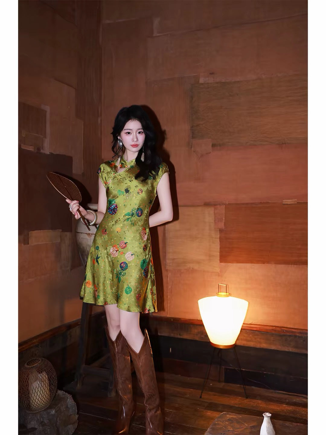 ASAYA7482 – Oriental Garden Silk Qipao 🌸🪭