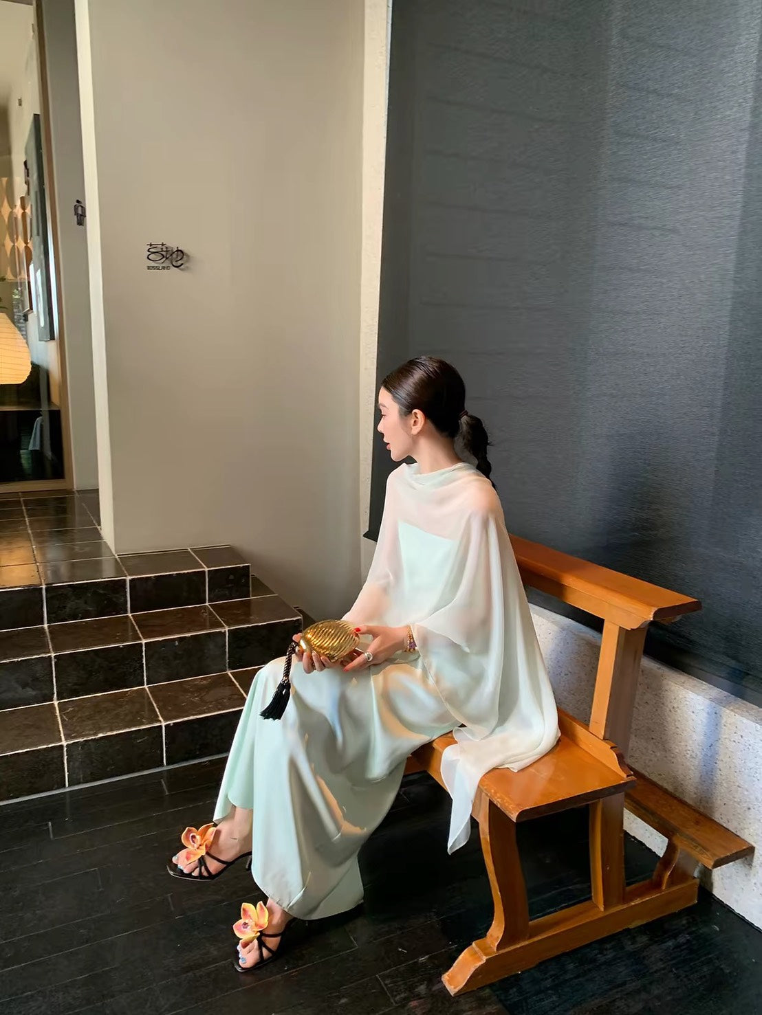 ASAYA7505 – Misty Jade Scarf Maxi Dress 🩵🕊️