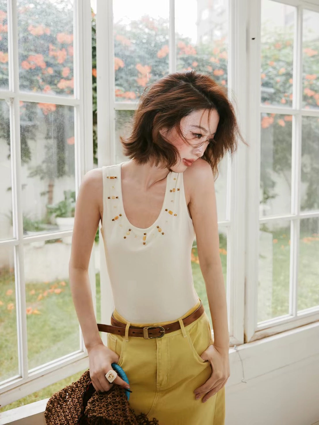 ASAYA7513 – Golden Muse Embellished Tank ✨🤍