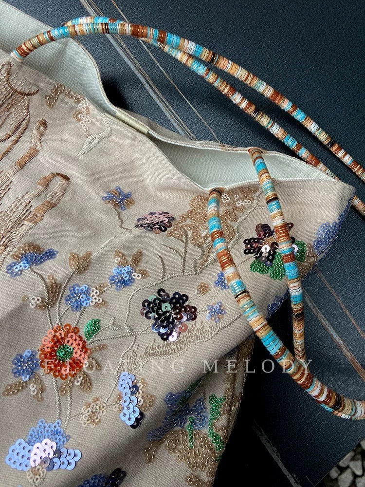 ASAYA4886 – Floating Melody Embroidered Tote 🌸👜