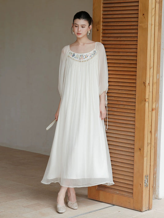 ASAYA4888 – Ivory Serenity Embroidered Maxi Dress 🌸✨